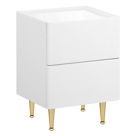 24goodz Nightstand with 2 Drawers - Ample Storage Space - Modern Design - MDF + Solid Wood - White + Gold - 35x51x40 cm