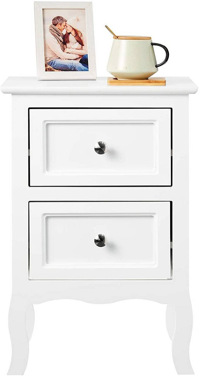 24goodz Elegant Nightstand - Ample Storage Space - Easy to Clean - MDF - For Bedroom and Living Room - White - ws