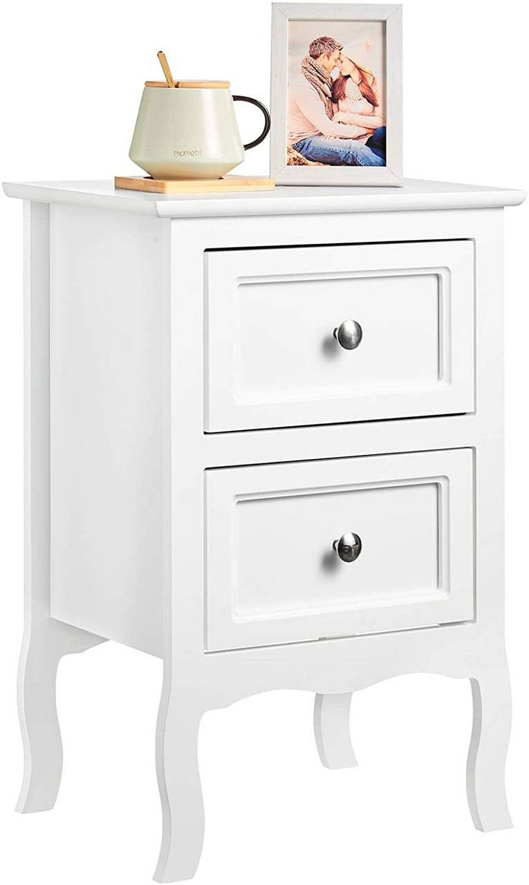 24goodz Elegant Nightstand - Ample Storage Space - Easy to Clean - MDF - For Bedroom and Living Room - White - ws