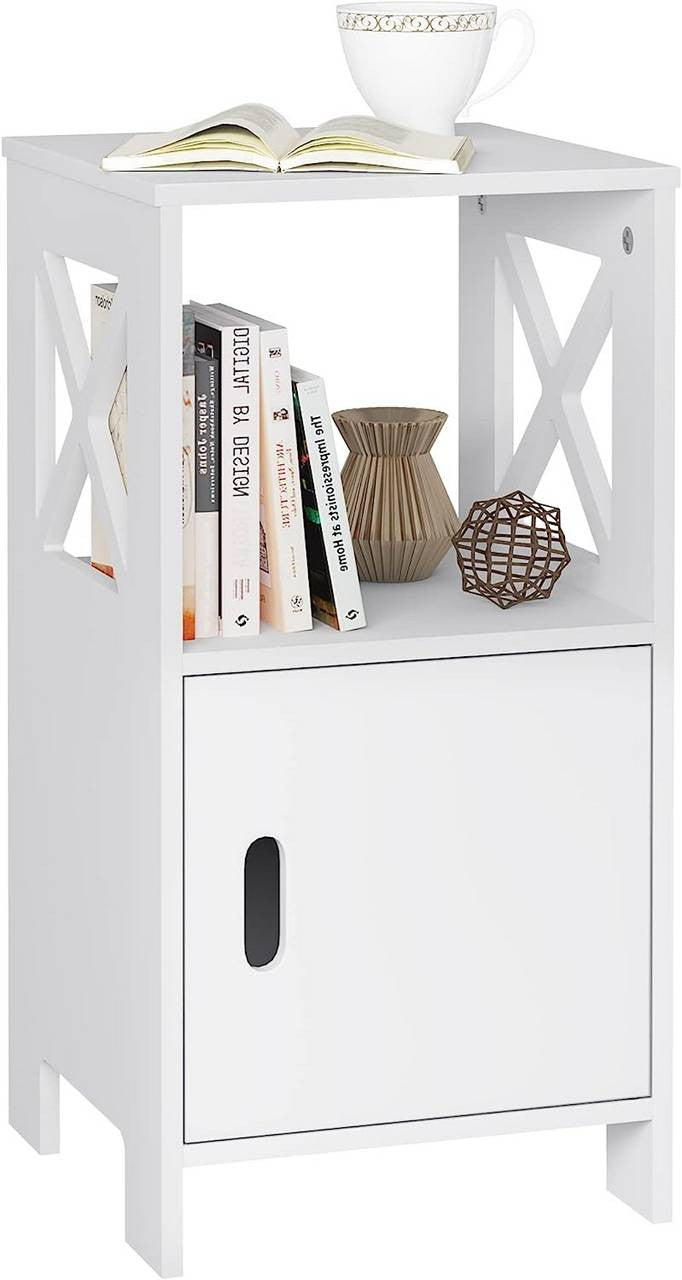 24goodz Small Nightstand - Spacious Storage - Easy to Assemble - MDF - For Any Room - White - ws