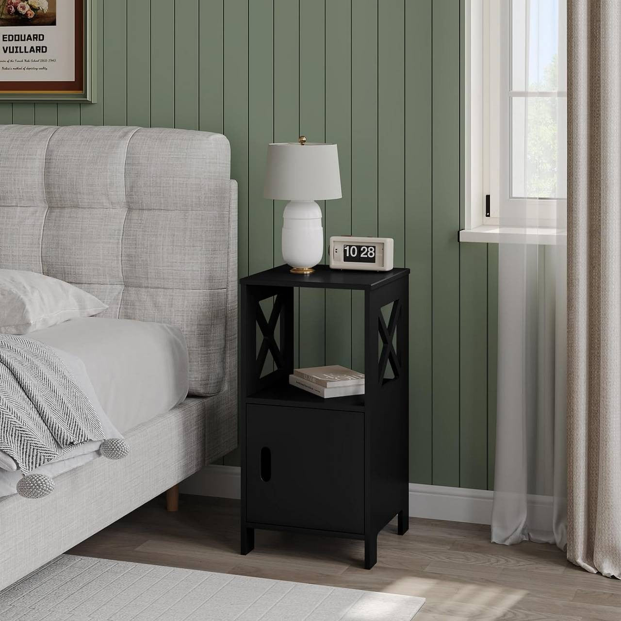 24goodz Compact Nightstand - Stylish Scandinavian Design - P2 MDF - For Small Spaces - White