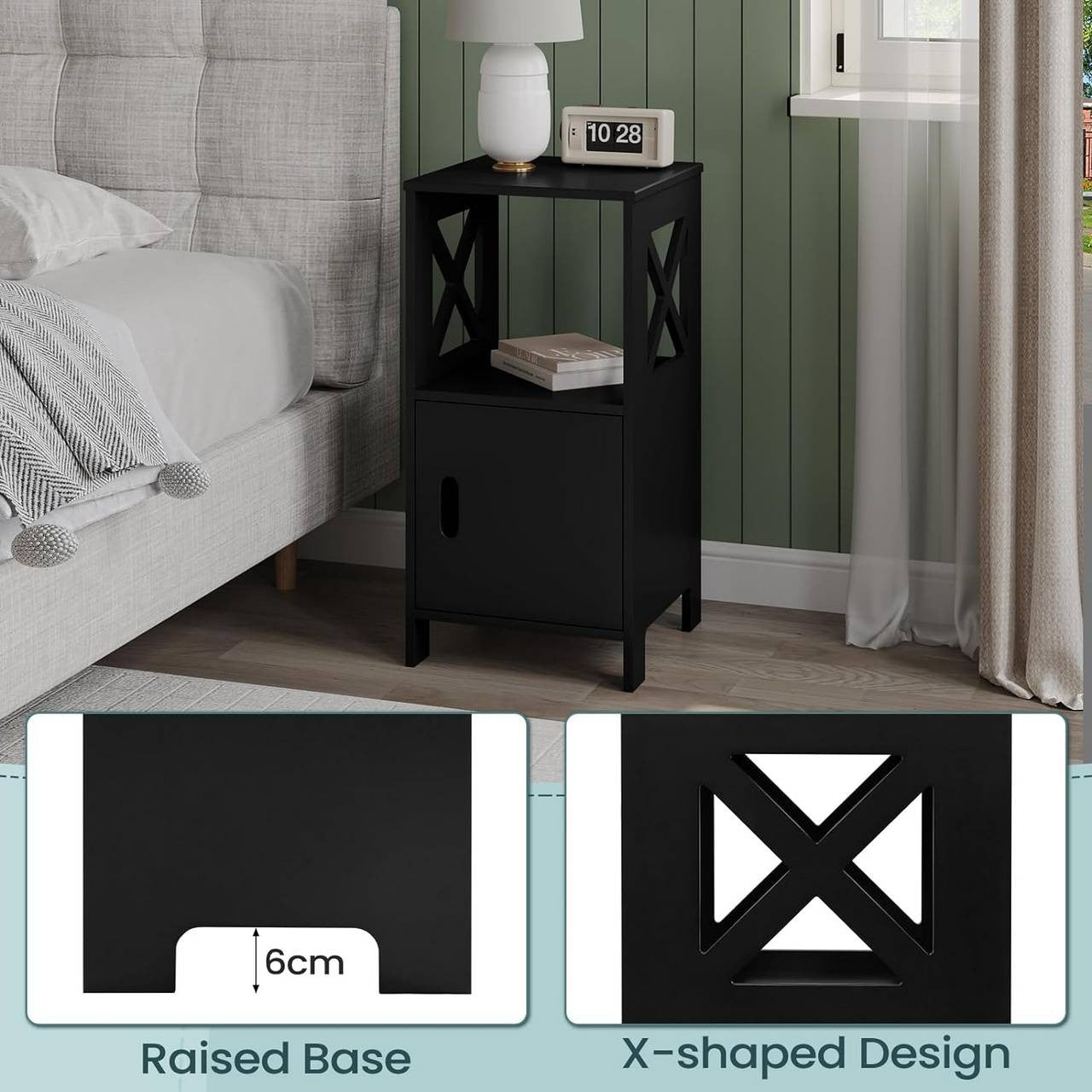 24goodz Compact Nightstand - Stylish Scandinavian Design - P2 MDF - For Small Spaces - White