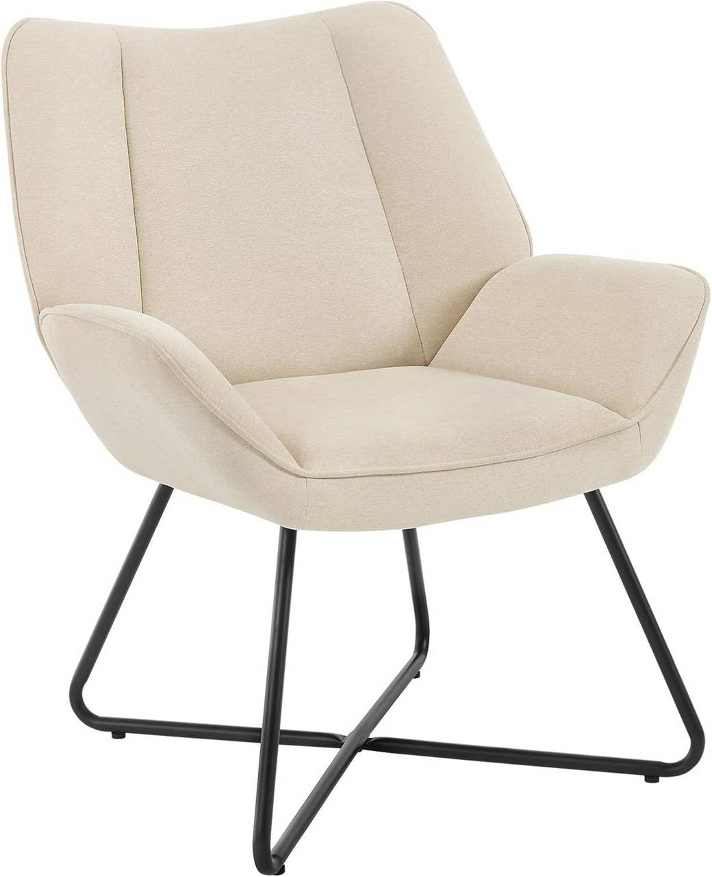 24goodz Wing Chair - Ergonomic Design - High Stability - Linen - For Relaxation - Beige/Dark Grey