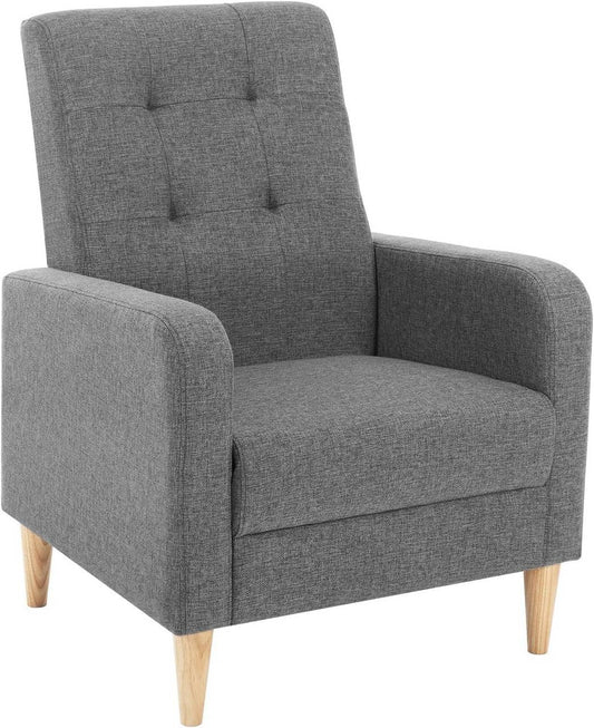 24goodz Wingback Armchair - Soft & Stable - Ergonomic Comfort - Linen - For Living Rooms & Bedrooms - Dark Grey