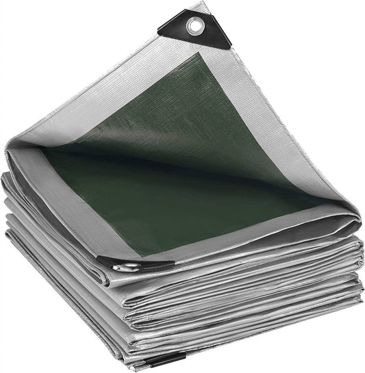 24goodz Waterproof Tarpaulin - Durable and UV Resistant - 180 g/m² PE - Grey/Green - 3x6 m - grg