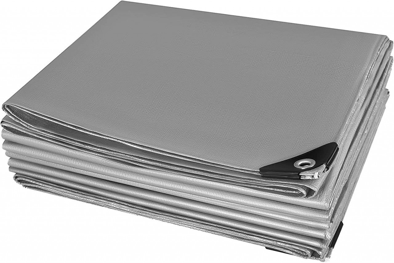 24goodz Waterproof Tarpaulin - Durable and Tear-Resistant - 280 g/m² PE - Grey-Green - 5x6 m - grg