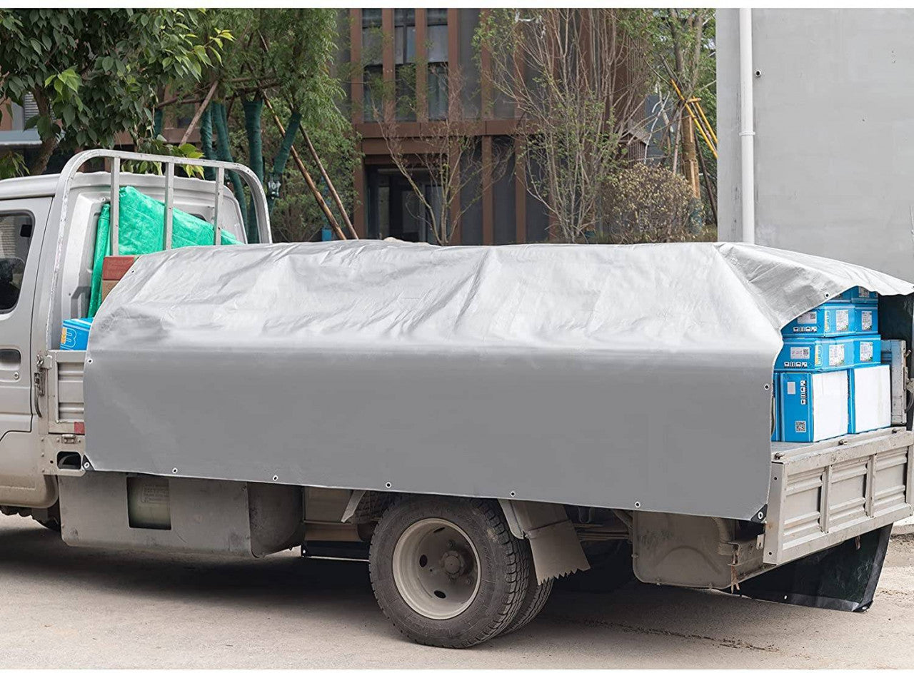 24goodz Waterproof Tarpaulin - Durable and Tear-Resistant - 280 g/m² PE - Grey-Green - 5x6 m - grg