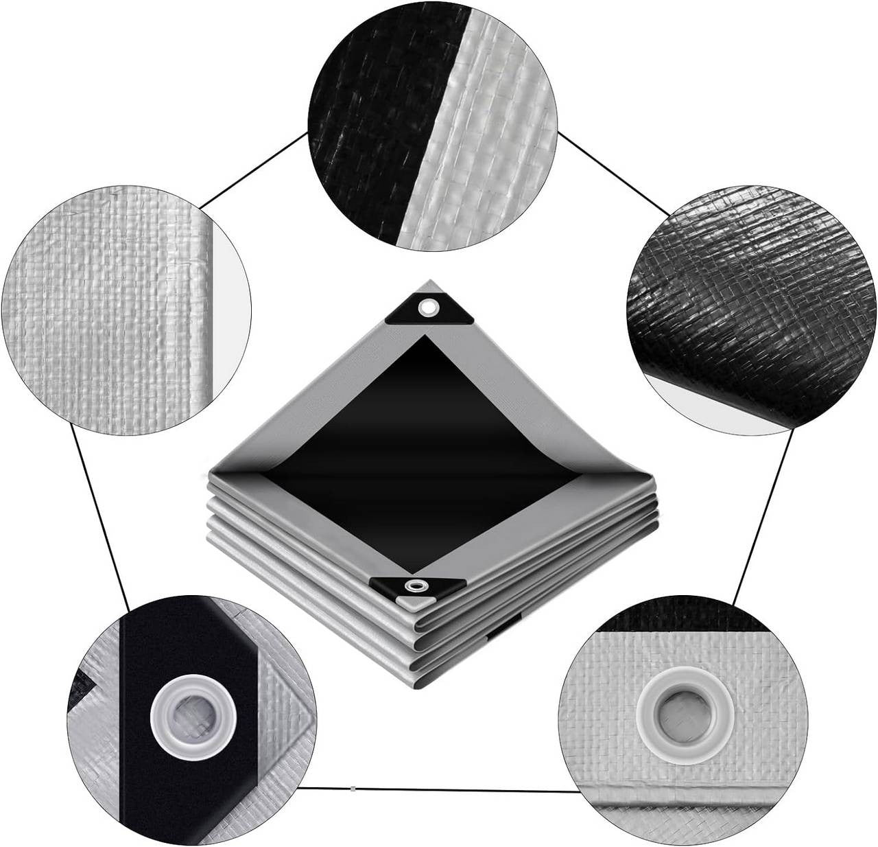 24goodz Waterproof Tarpaulin - UV-Stable - Durable 180 g/m² PE - Grey/Black - 3x4 m - szg