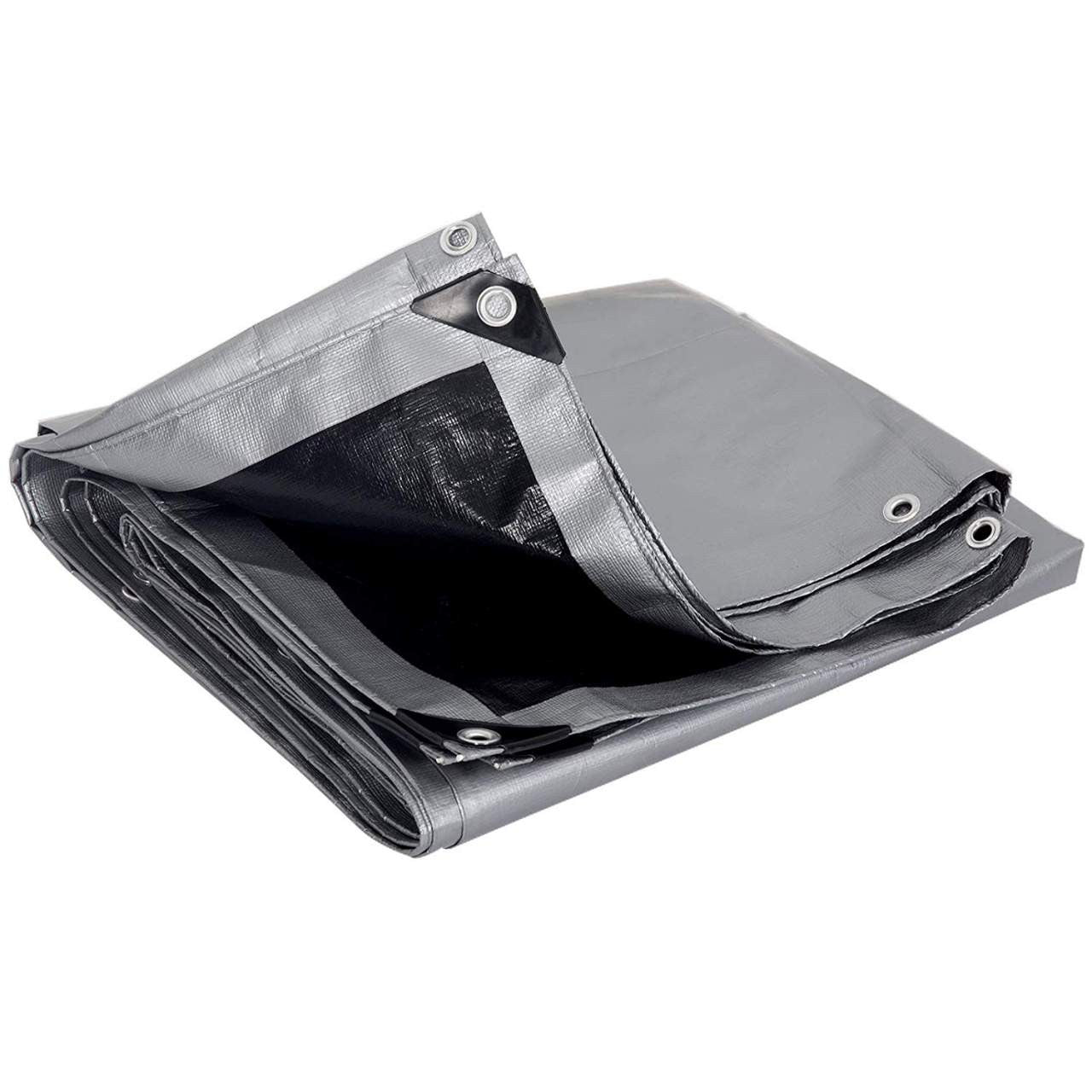 24goodz Waterproof Tarpaulin - Durable and UV-Stable - 180 g/m² PE - Grey/Black - 5x6 m - szg