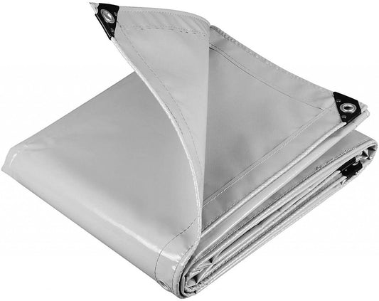 24goodz Waterproof PVC Tarpaulin Cover - Durable & Flexible - PVC - For Outdoor Use - Light Grey 3x6 m