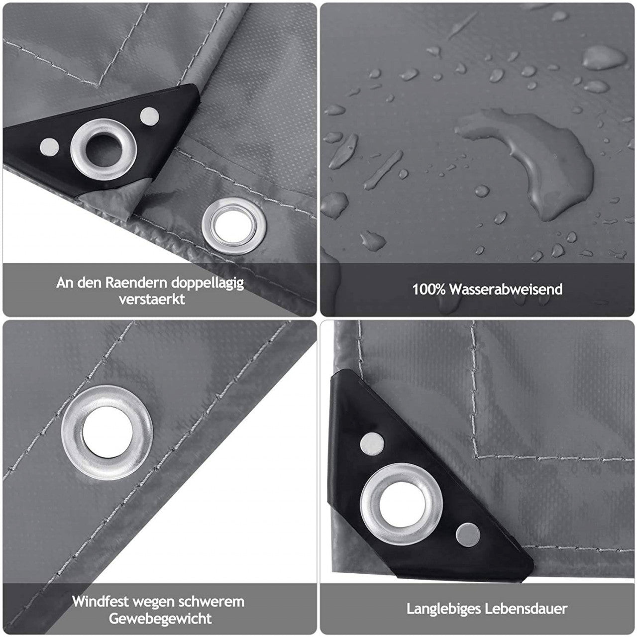 24goodz Waterproof PVC Tarpaulin - Durable and Tear-Resistant - 500 g/m² - Dark Grey - 4x6 m - dgr