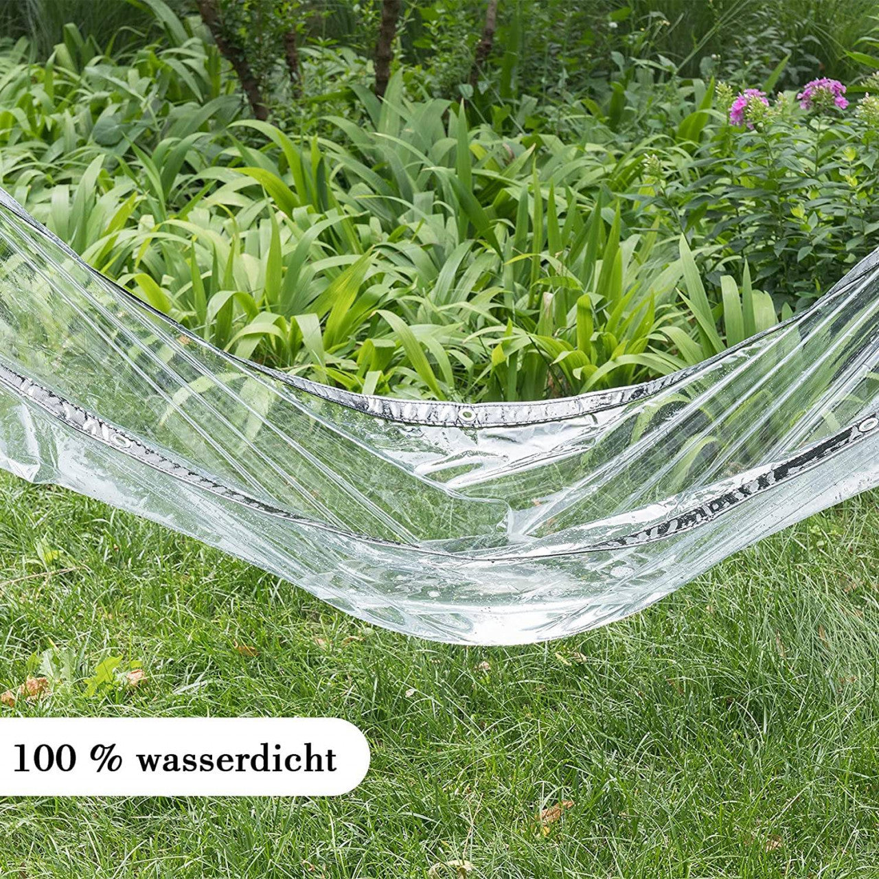 24goodz Transparent Waterproof Tarpaulin - Durable and Tear-Resistant - PVC - For Outdoor Use - Transparent + Black - 3x3 m - tp