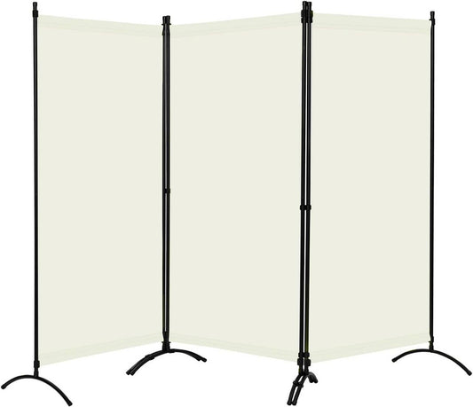 24goodz 3-Panel Folding Privacy Screen - Stable and Durable - Multifunctional - PA-Coated Polyester - For Indoor and Outdoor Use - Cream