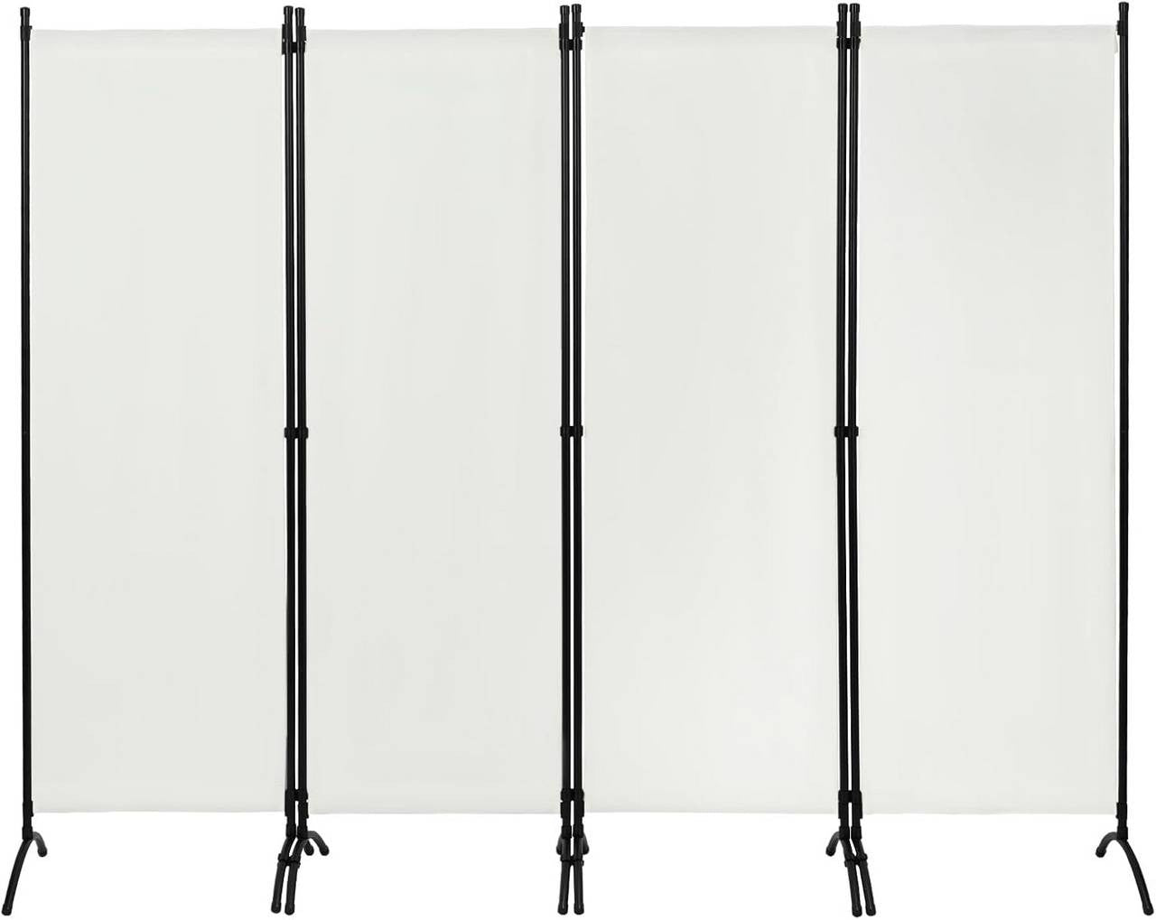 24goodz 4-Panel Folding Privacy Screen - Sturdy and Durable - Waterproof and Sun Resistant - PA-Coated Polyester - For Indoor and Outdoor Use - Cream