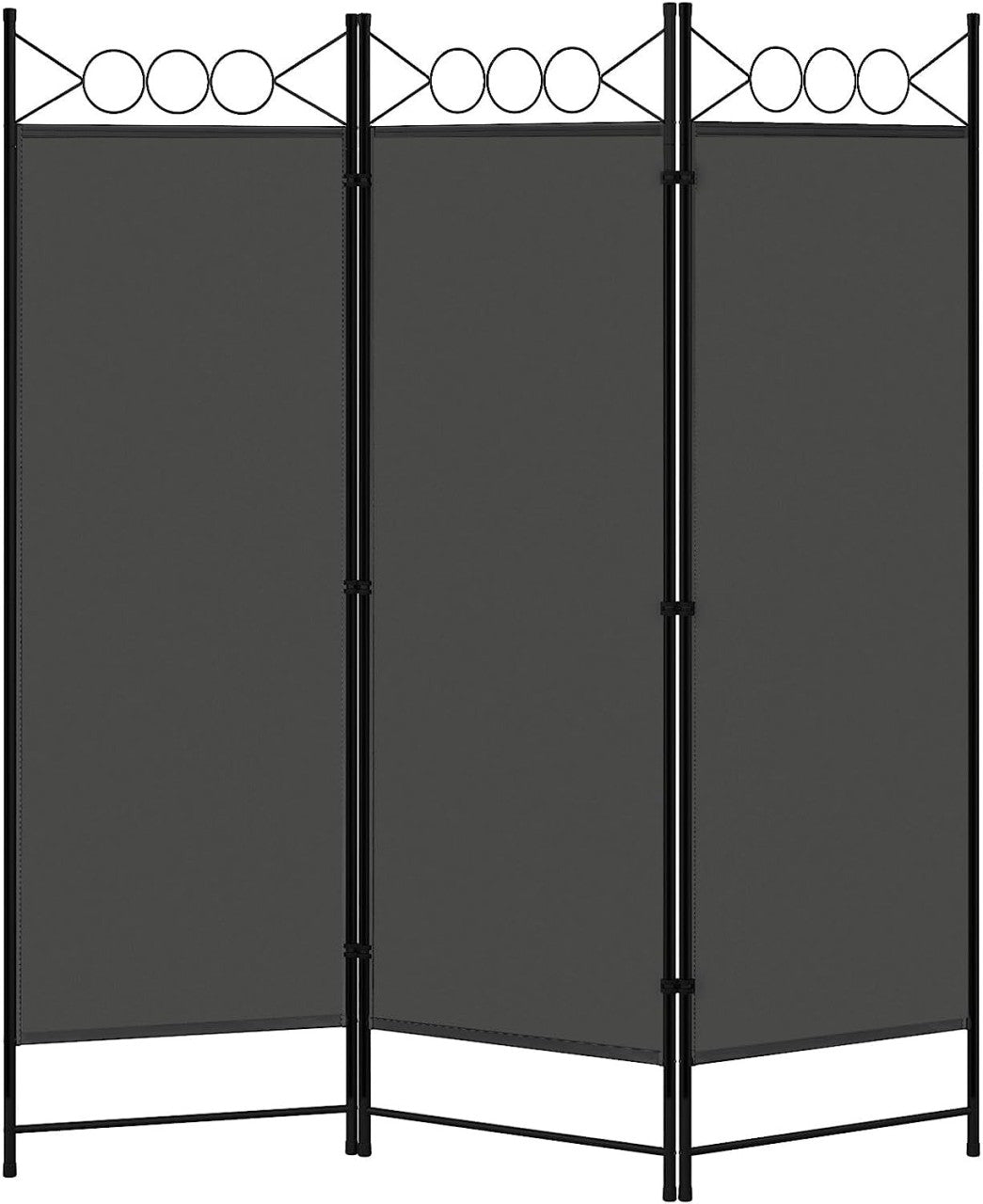 24goodz Folding Room Divider - Robust & Durable - Flexible & Space-Saving - Polyester + Metal - Dark Grey - 167 x 172 cm - dgr