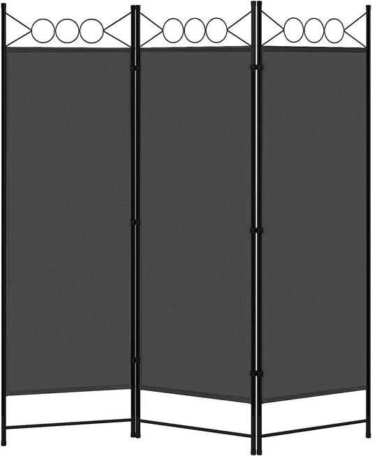 24goodz Folding Room Divider - Robust & Durable - Flexible & Space-Saving - Polyester + Metal - Dark Grey - 167 x 172 cm - dgr