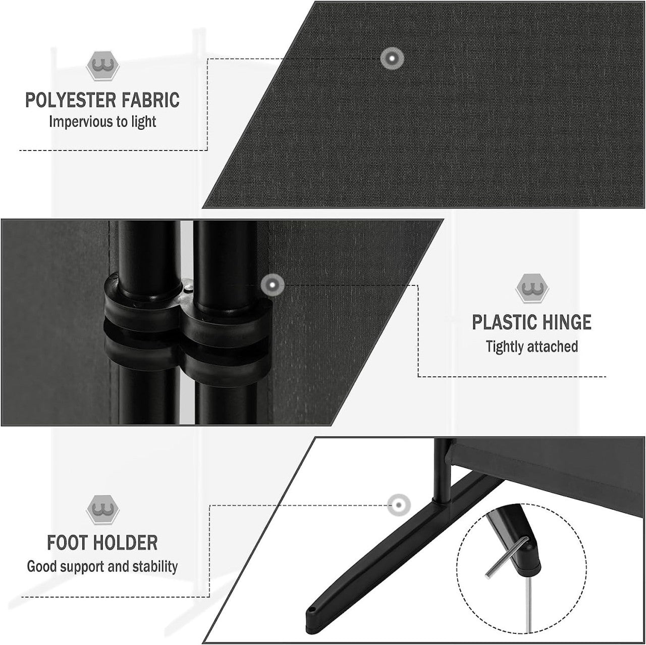 24goodz Folding Privacy Screen - Functional Sun and Wind Protection - Durable Polyester and Metal - For Indoor and Outdoor Use - Dark Grey 223x172 cm - dgr