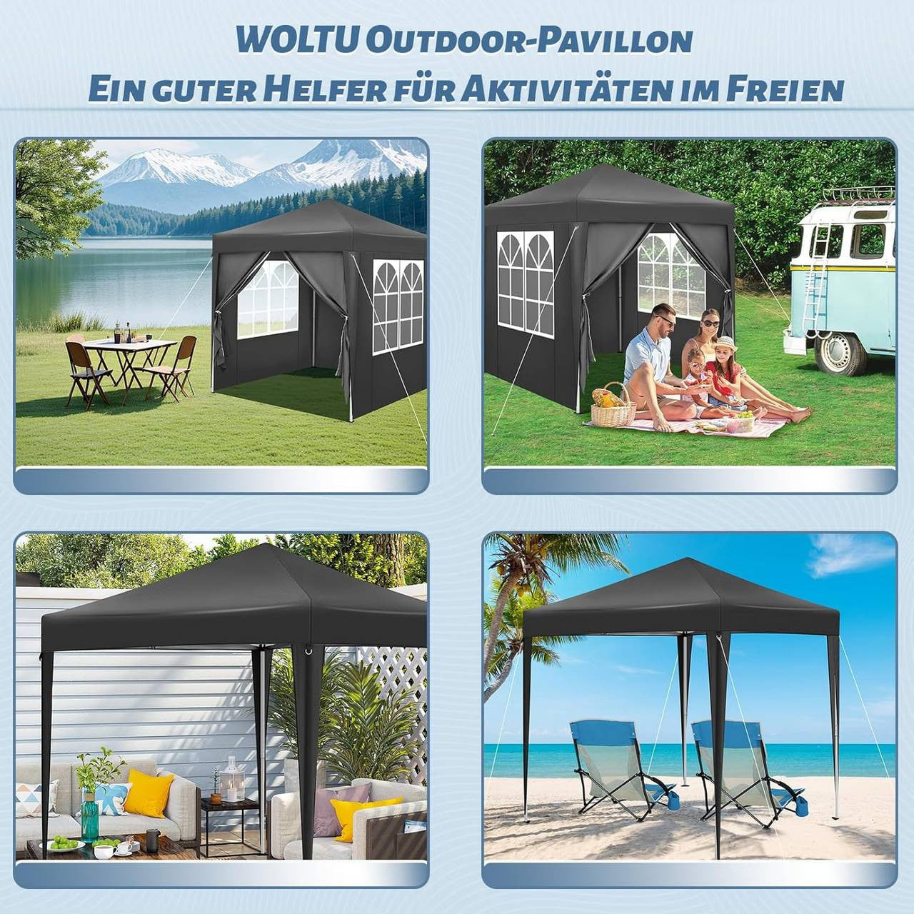 24goodz
paviljoen 2x2 m, met 4 zijwanden, partytent, waterafstotende UV-bescherming 50+antraciet