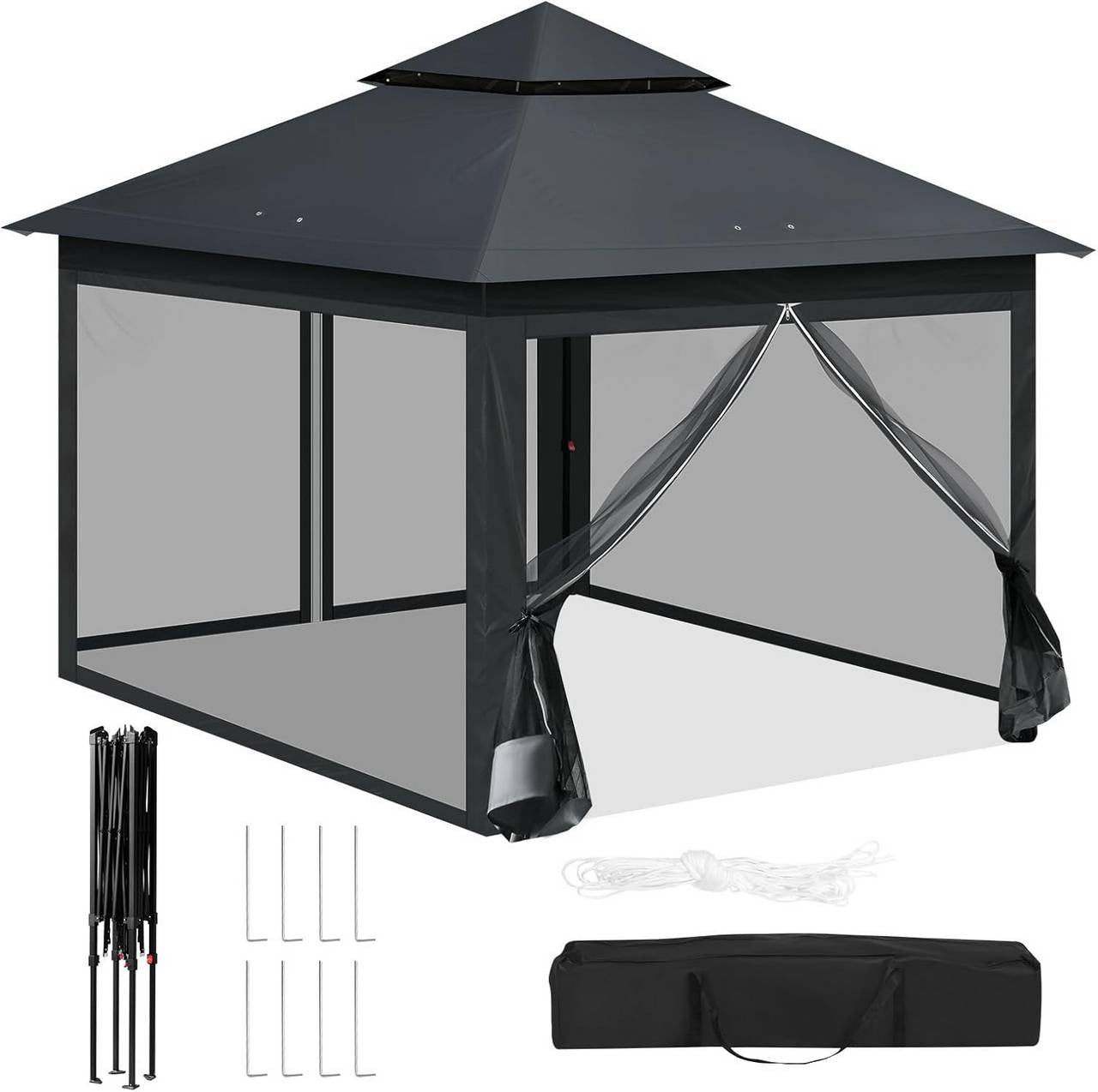 24goodz 3x3 m Gazebo - Spacious Comfort - High-Quality Materials - 210D Oxford Fabric - For Outdoor Activities - Anthracite/Beige