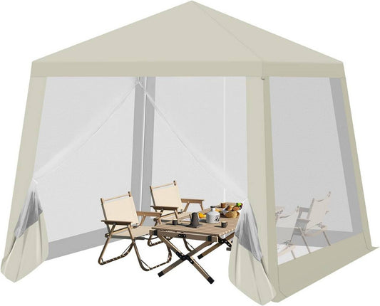 24goodz Garden Pavilion 3x3 m - UV Protection - Breathable Mosquito Net - 210D Oxford Fabric - Beige