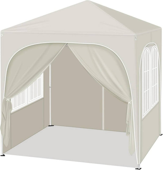 24goodz Folding Pavilion 2x2m - UV Protection - Easy to Use - Silver Coated Oxford Fabric - For Outdoor Gatherings - Beige