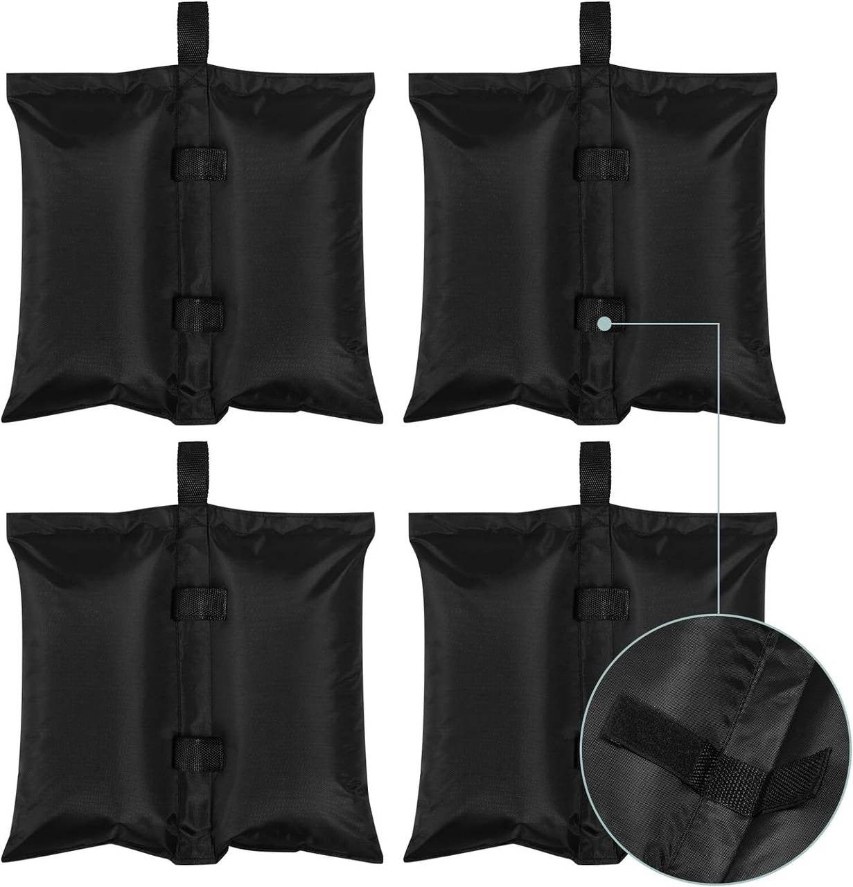 24goodz Sandbag Weight Set of 4 - Strong & Durable - Easy to Attach - 300 gsm Oxford Fabric - Black - 37 x 41.5 cm