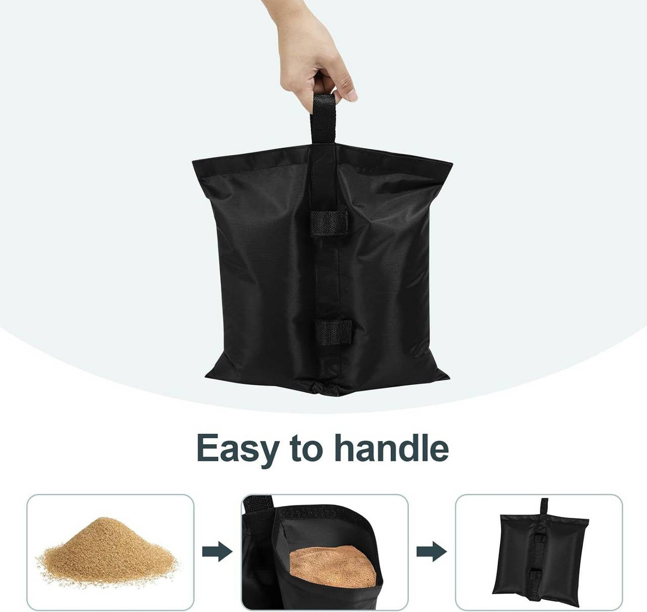 24goodz Sandbag Weight Set of 4 - Strong & Durable - Easy to Attach - 300 gsm Oxford Fabric - Black - 37 x 41.5 cm