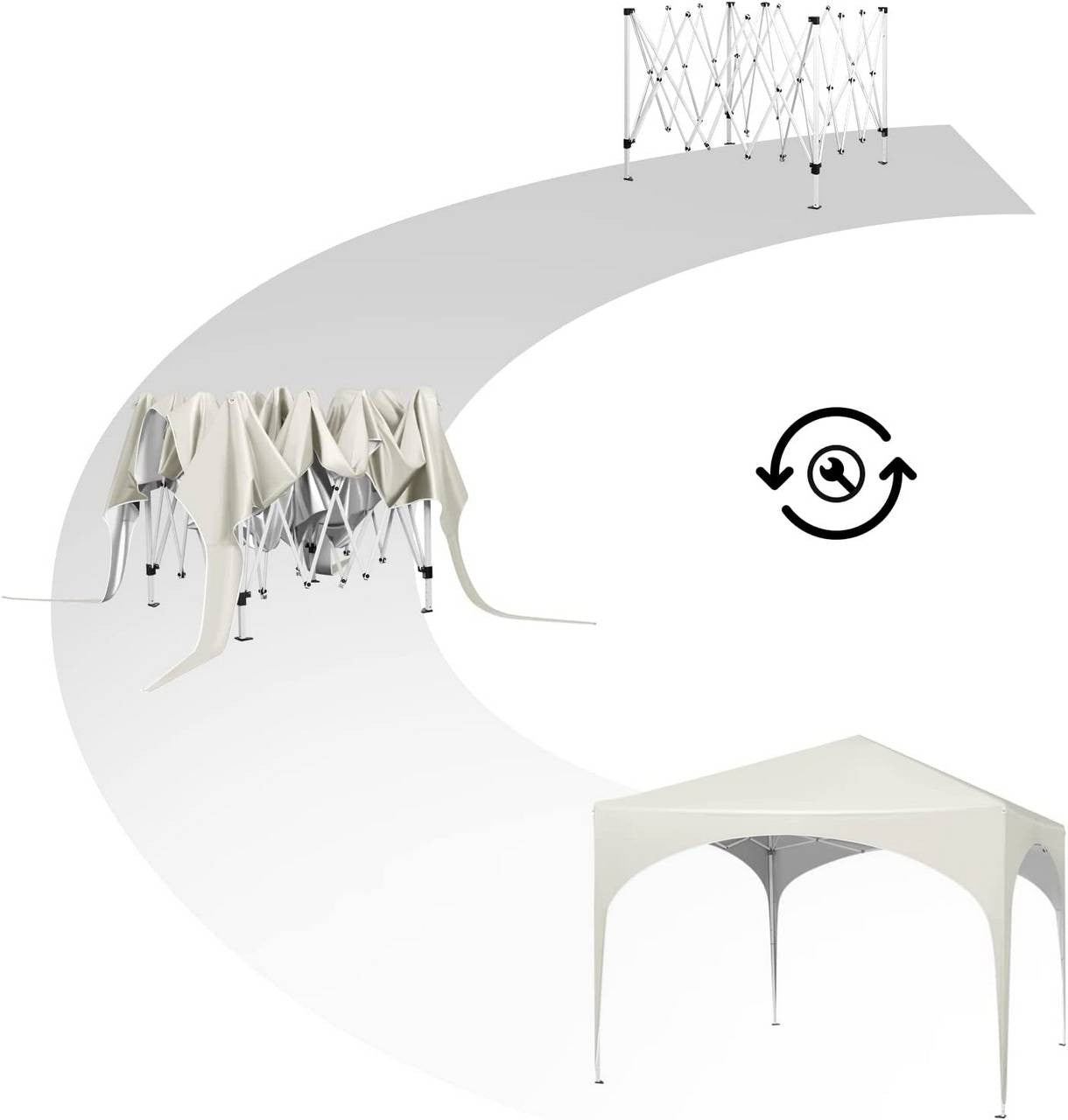 24goodz Pop-Up Pavilion Waterproof - Sturdy Metal Frame - Easy Setup - 210D Oxford - For Outdoor Activities - Beige