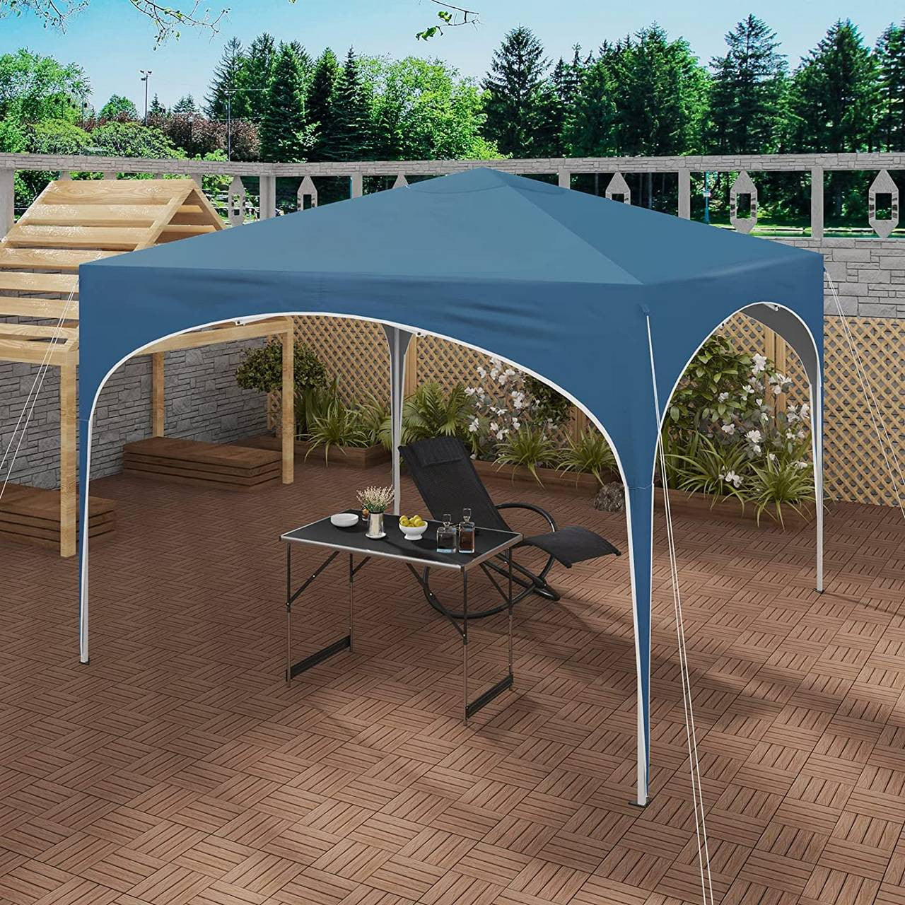 24goodz Pop-Up Gazebo - Waterproof and UV-Resistant - 210D Oxford Fabric - For Outdoor Gatherings - Blue