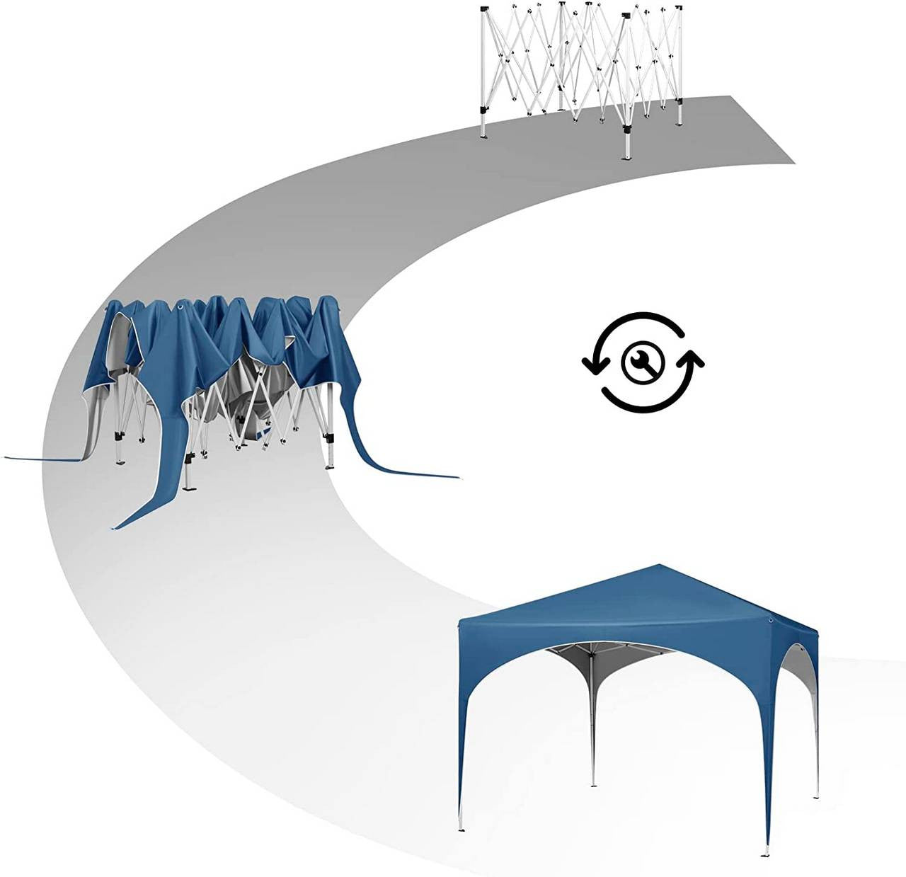 24goodz Pop-Up Gazebo - Waterproof and UV-Resistant - 210D Oxford Fabric - For Outdoor Gatherings - Blue