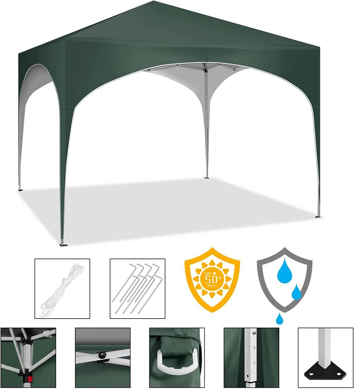 24goodz Pop-Up Gazebo - Waterproof Protection - Easy Setup - 210D Oxford Fabric - For Outdoor Gatherings - Green - gn