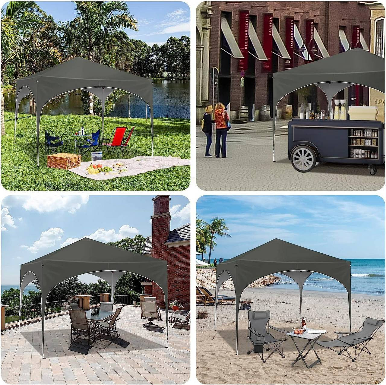24goodz Pop-Up Gazebo - Waterproof Protection - Easy to Set Up - 210D Oxford - For Outdoor Activities - Grey