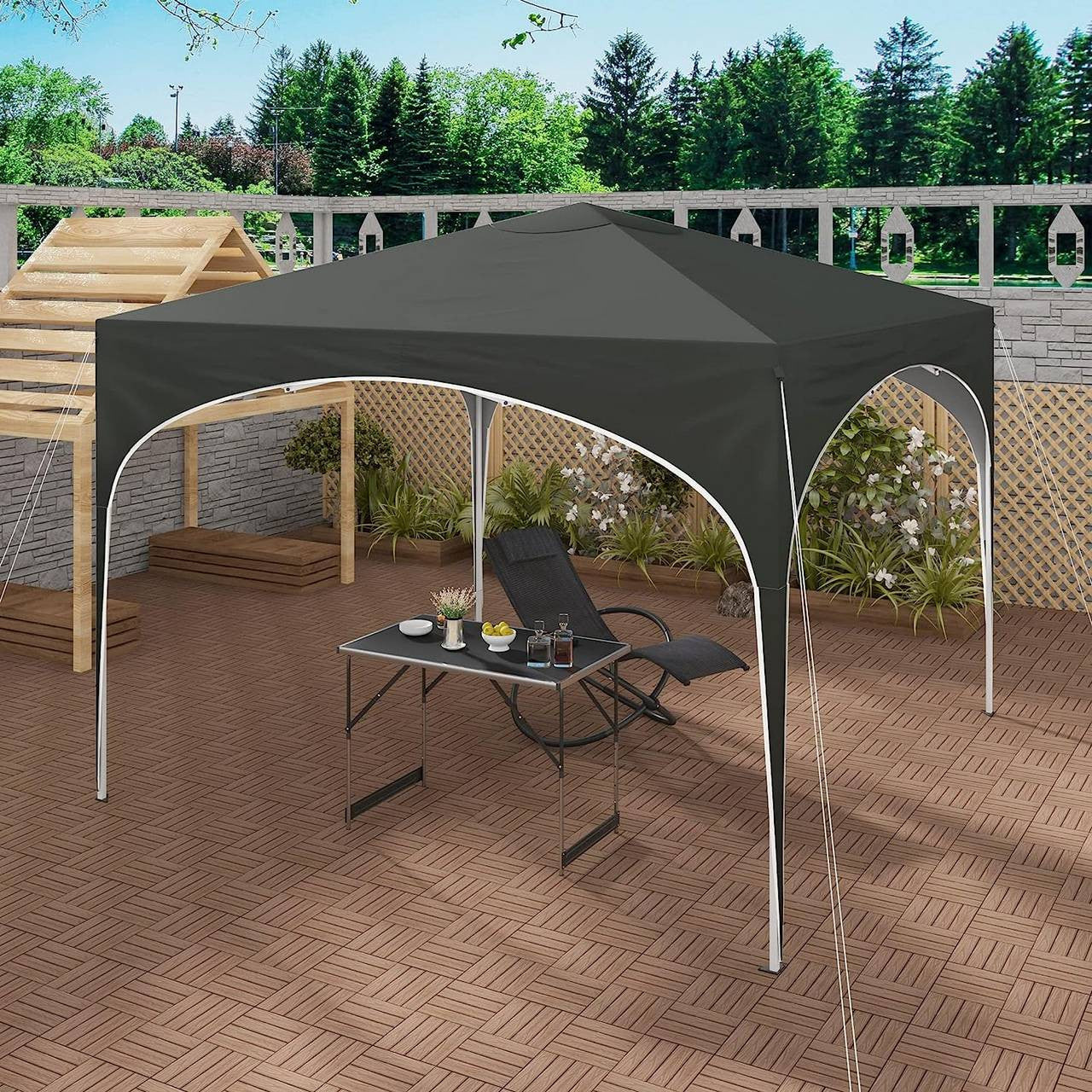 24goodz Pop-Up Gazebo - Waterproof Protection - Easy to Set Up - 210D Oxford - For Outdoor Activities - Grey