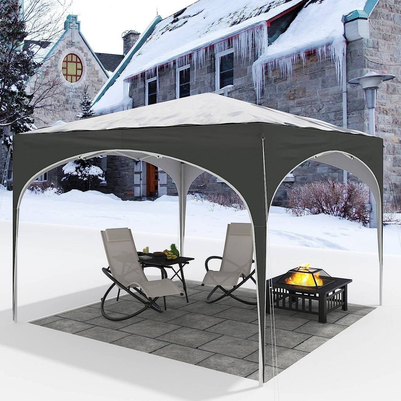 24goodz Pop-Up Gazebo - Waterproof Protection - Easy to Set Up - 210D Oxford - For Outdoor Activities - Grey