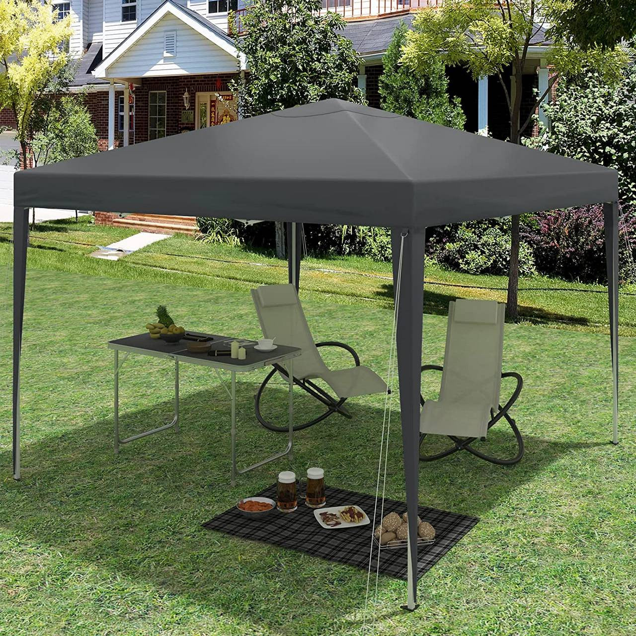 24goodz Pop-Up Pavilion - Waterproof and UV-Resistant - 210D Oxford Fabric - For Outdoor Gatherings - Anthracite