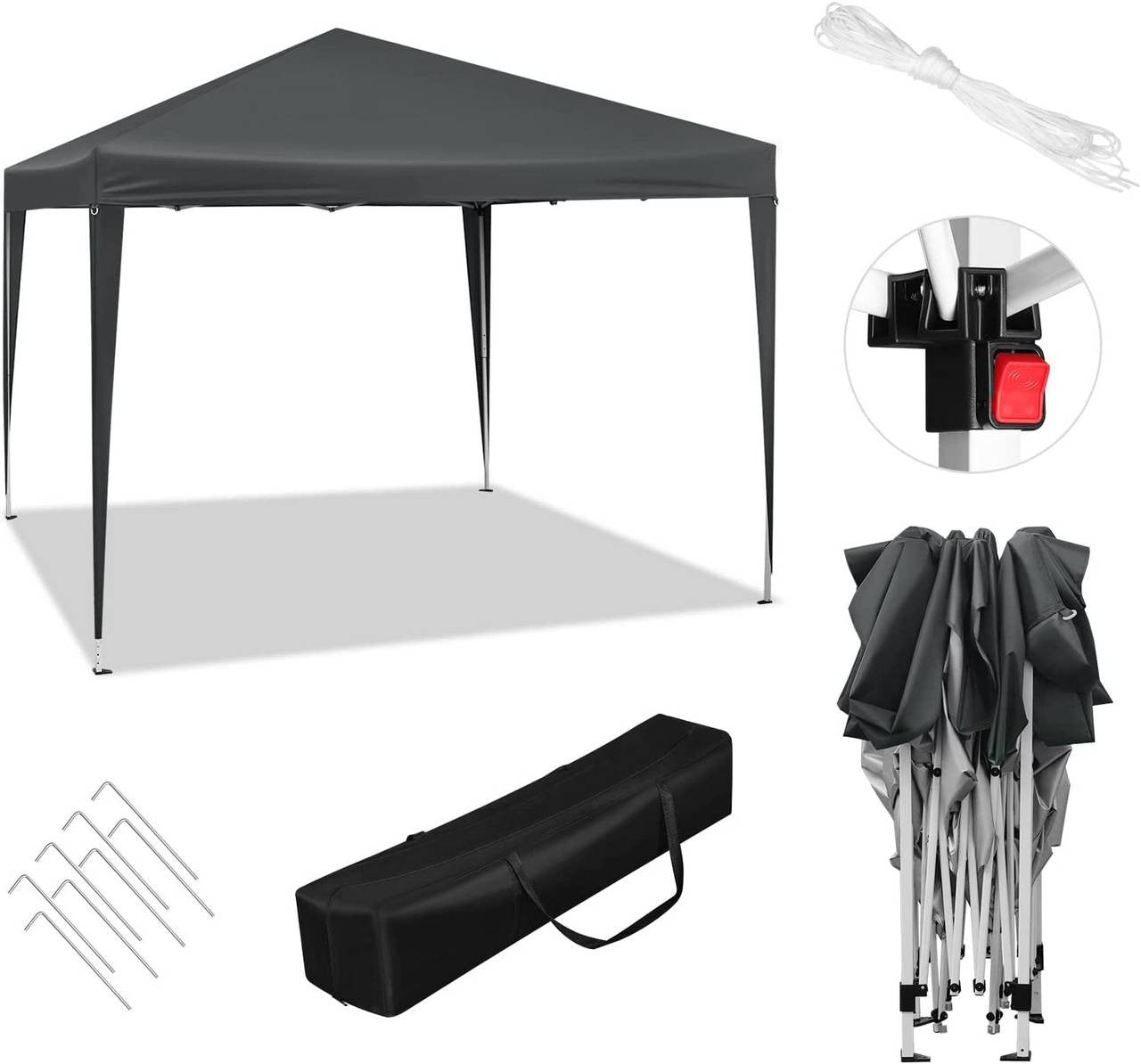 24goodz Pop-Up Pavilion - Waterproof and UV-Resistant - 210D Oxford Fabric - For Outdoor Gatherings - Anthracite