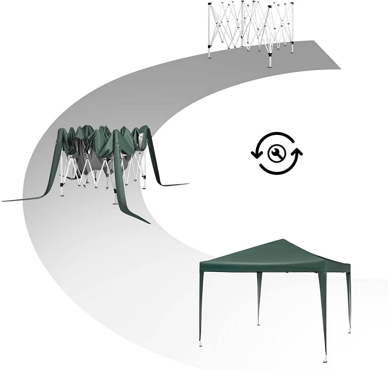 24goodz Pop-Up Pavilion - Waterproof and UV-Protected - 210D Oxford Fabric - For Outdoor Activities - Green - gn