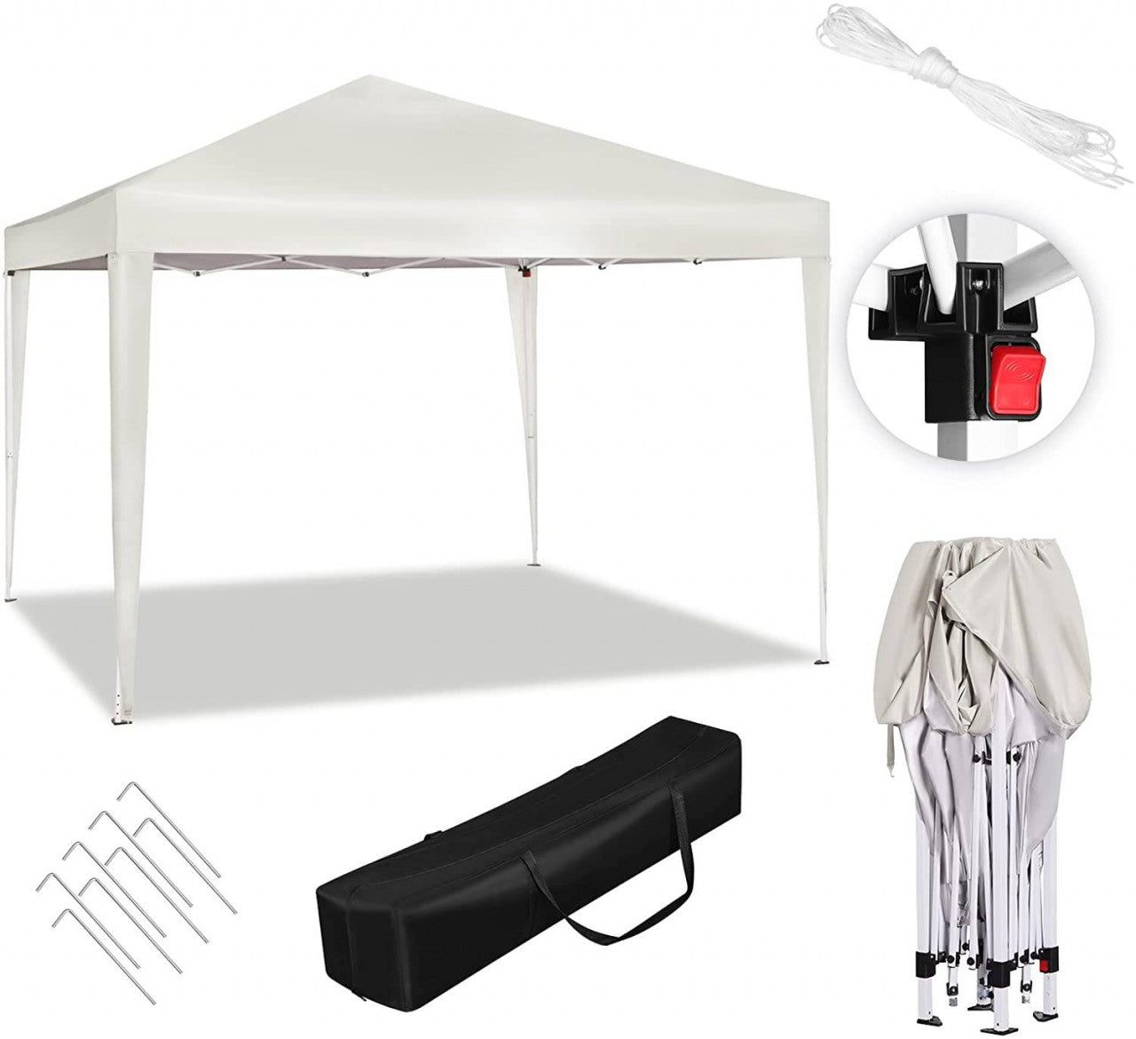 24goodz Pop-Up Pavilion - Waterproof and UV Resistant - 210D Oxford Fabric - For Outdoor Gatherings - Beige