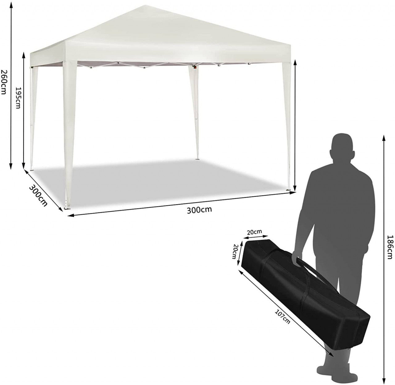 24goodz Pop-Up Pavilion - Waterproof and UV Resistant - 210D Oxford Fabric - For Outdoor Gatherings - Beige