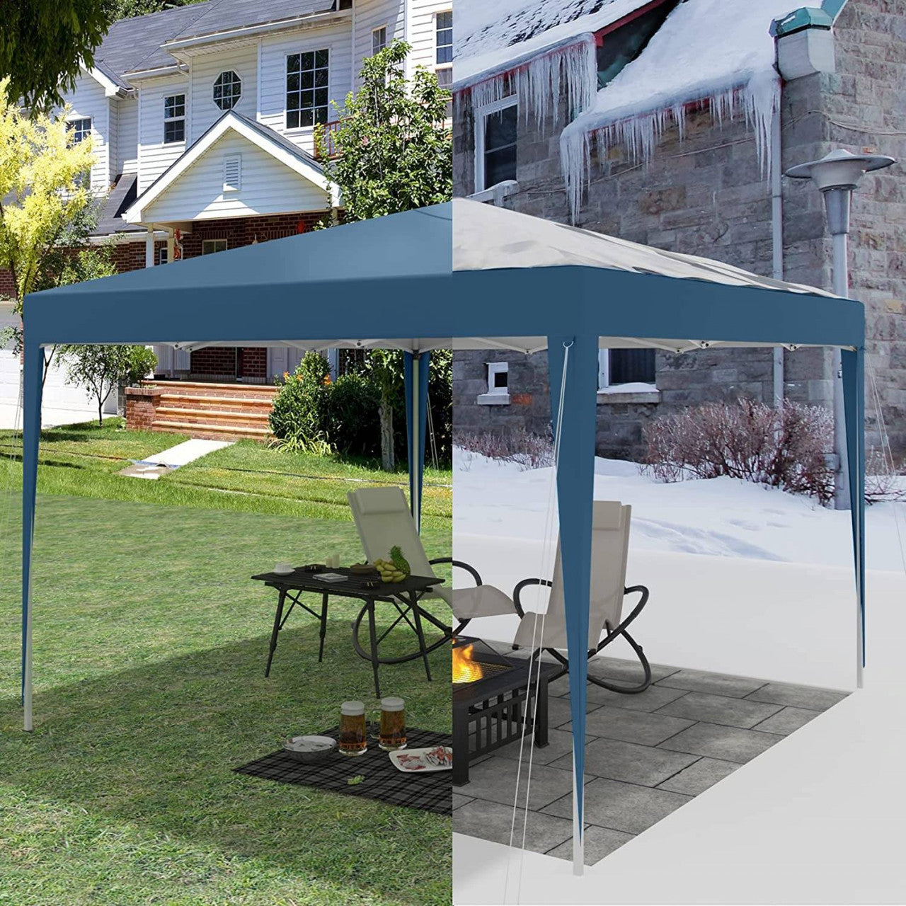 24goodz Pop-Up Pavilion - Waterproof and UV Resistant - 210D Oxford Fabric - For Outdoor Gatherings - Blue