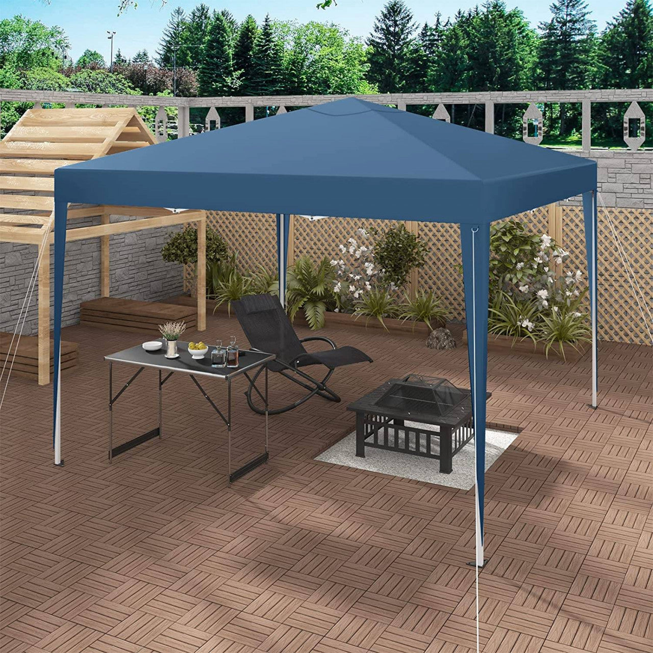 24goodz Pop-Up Pavilion - Waterproof and UV Resistant - 210D Oxford Fabric - For Outdoor Gatherings - Blue