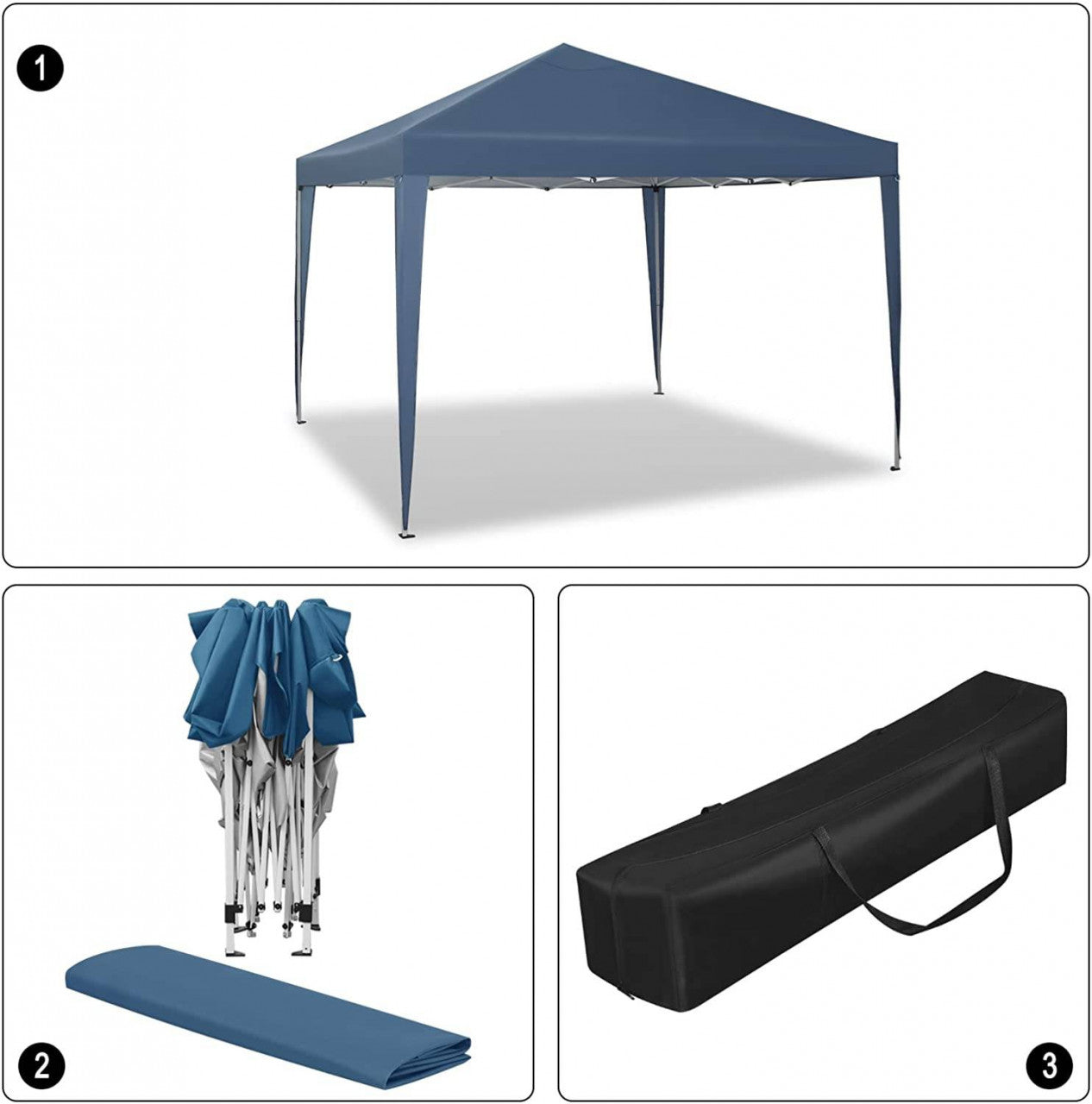 24goodz Pop-Up Pavilion - Waterproof and UV Resistant - 210D Oxford Fabric - For Outdoor Gatherings - Blue