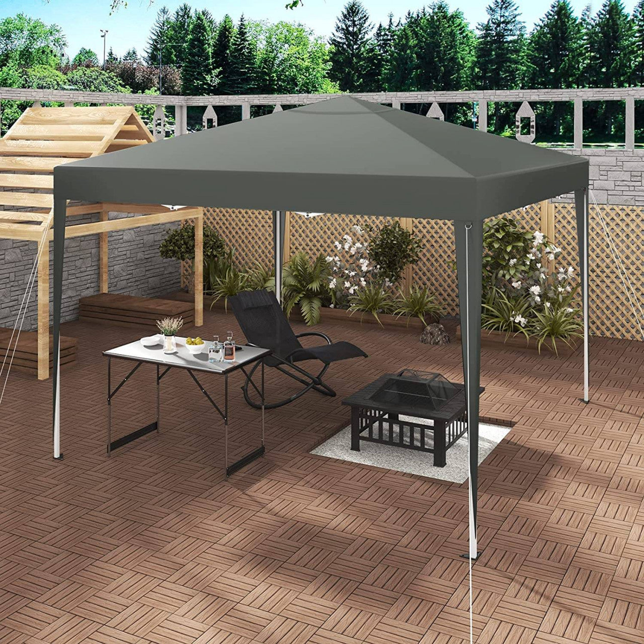 24goodz Pop-Up Pavilion - Waterproof and UV Resistant - 210D Oxford Fabric - For Outdoor Gatherings - Grey
