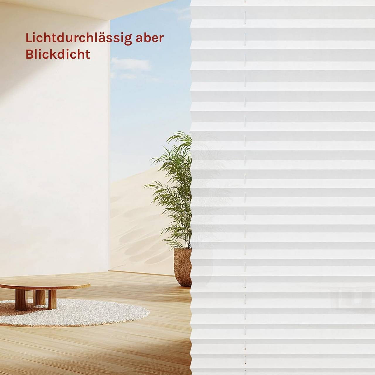 24goodz Pleated Blind with Easyfix No Drill Mounting - High Quality & Easy Installation - 100% Polyester - White - Width 45-120 cm, Height 100/120/130/220 cm - ws