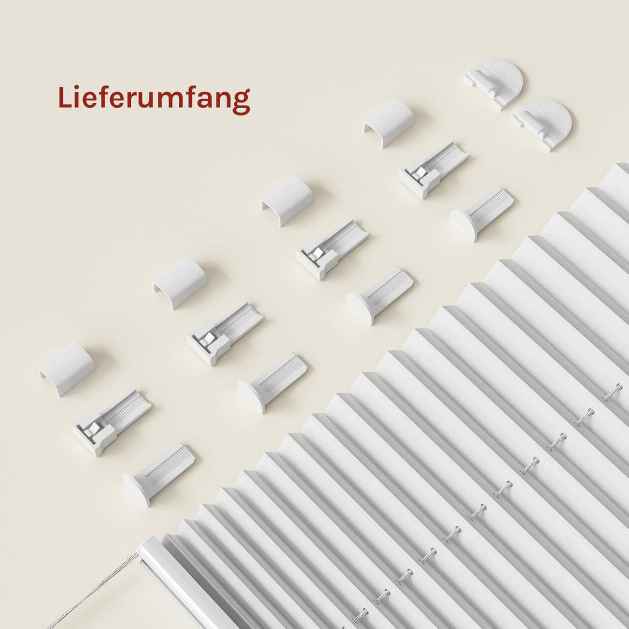 24goodz Pleated Blind Easyfix - No Drilling Required - 100% Polyester - For Every Room - White 45-120 cm x 100/120/130/220 cm - ws