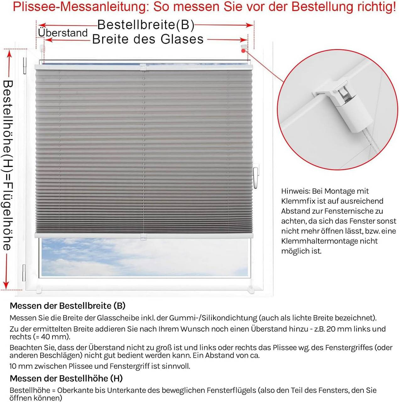 24goodz Pleated Blind with Crushed Look - High-Quality Polyester - Easy Installation without Drilling - 100% Polyester - For Any Room - White 100x130 cm - ws