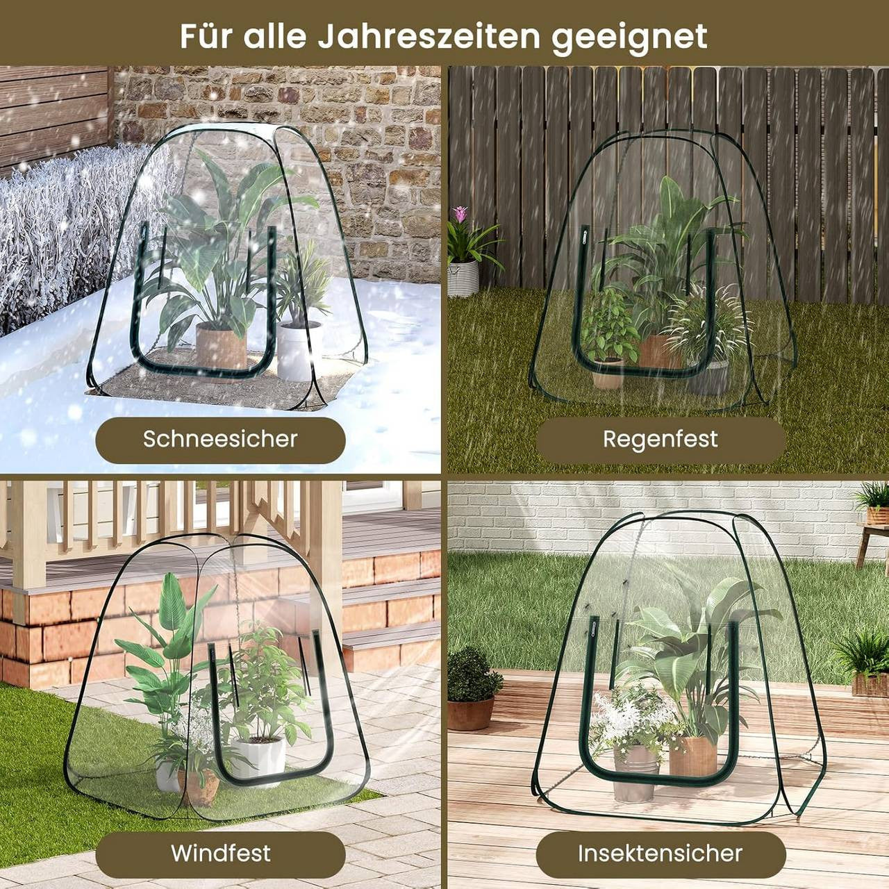 24goodz Pop-up Greenhouse - Easy Access with Zipper Opening - Year-round Plant Protection - PVC - For Gardeners - Transparent 70x70x80 cm