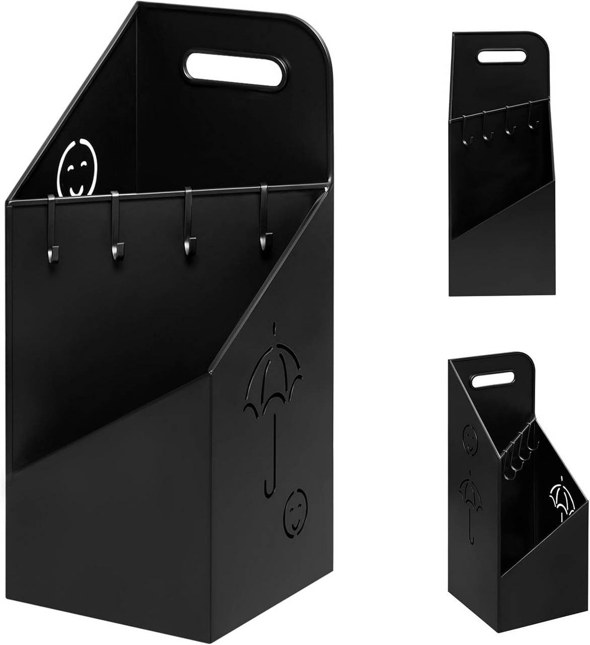 24goodz Umbrella Stand with 2 Slots - Creative Storage Solution - Durable Iron - Black/White - 20x49x20 cm
