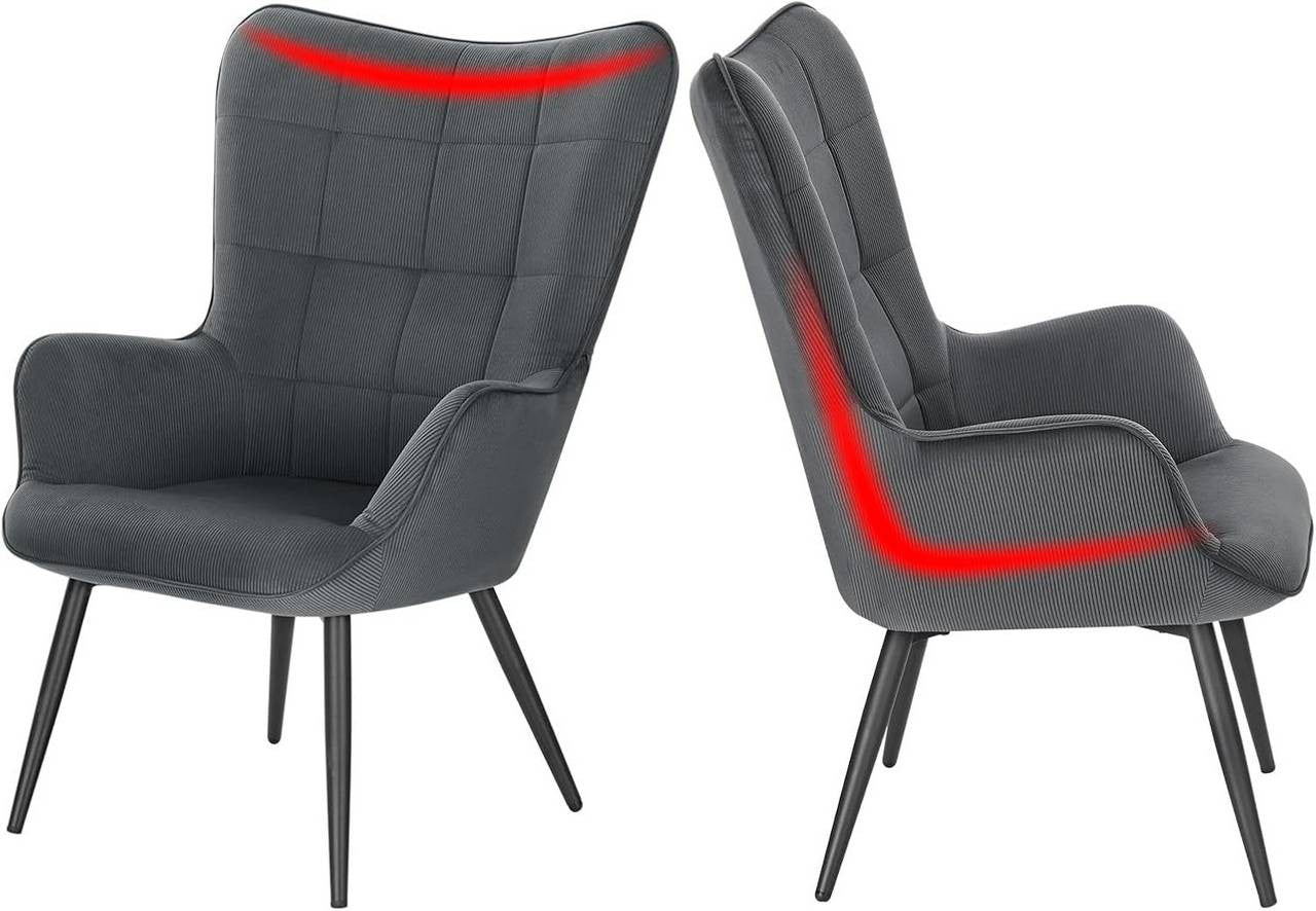 24goodz Relax Chair with Ottoman - Comfortable and Stylish Design - Corduroy - For Living Room and More - Dark Grey - dgr