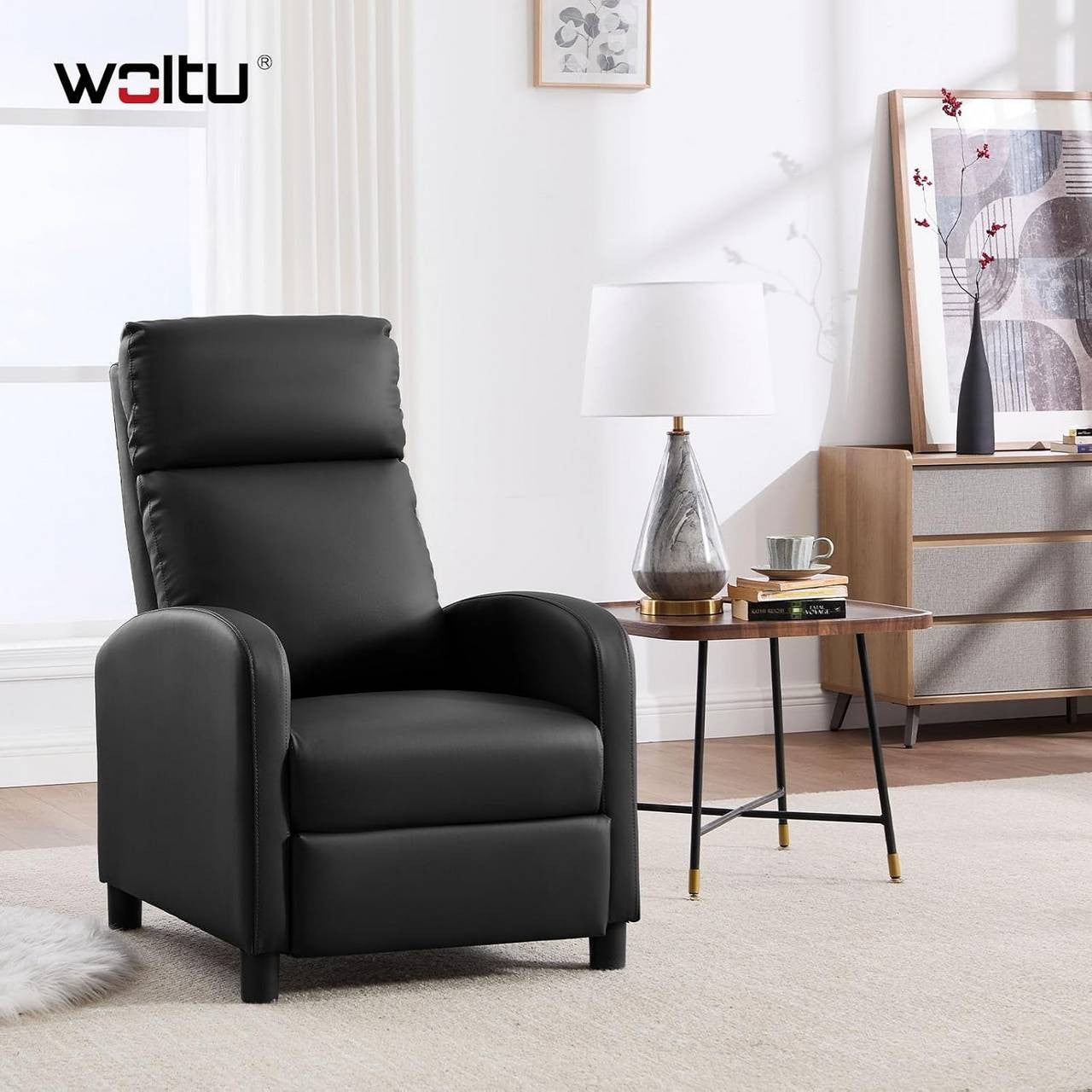24goodz Relax Armchair - Ergonomic Comfort - Adjustable Recline - PU Leather - For Relaxation - Black/Grey